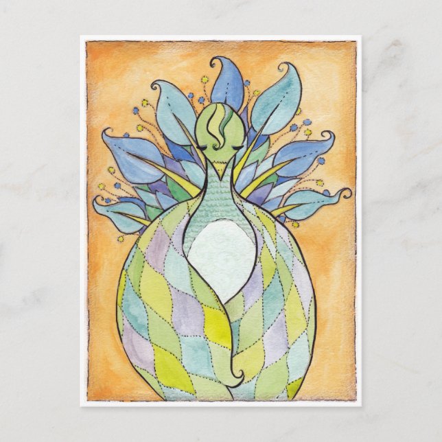 "Quilted Vinge" Originalteckning Vykort (Framsida)
