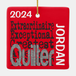 Quilter Extraordinaire-ANPASSNINGSBAR Julgransprydnad Keramik