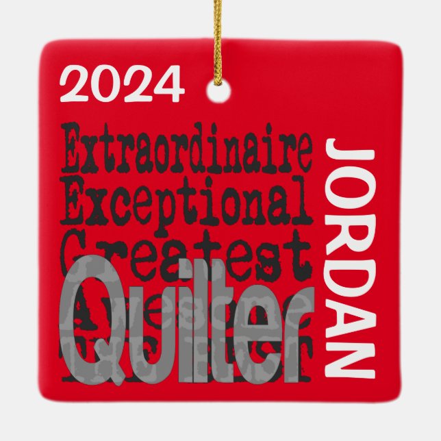 Quilter Extraordinaire-ANPASSNINGSBAR Julgransprydnad Keramik (Baksida)