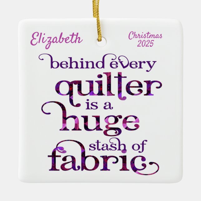 Quilter Fabric Stash Quilting Julgransprydnad Keramik (Framsida)