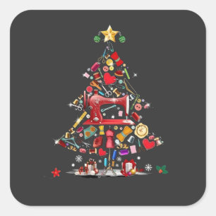 Quilter Merry Christmas Träd Quilt Block Quilting Fyrkantigt Klistermärke