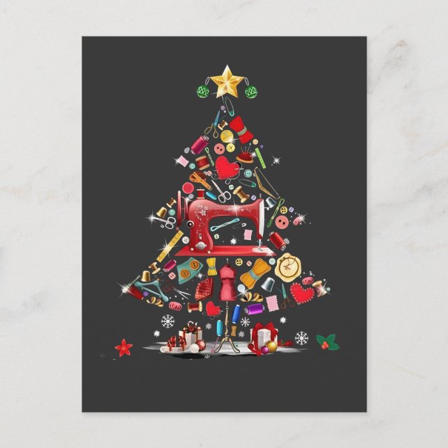 Quilter Merry Christmas Tree Quilt Block Quilting  Meddelande Vykort (Framsida)