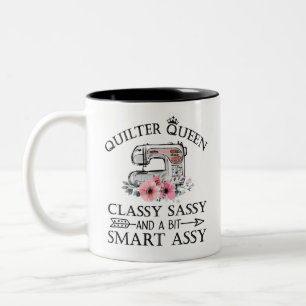 Quilter Queen Funny Sewing Crafts Rosa Blommigt Två-Tonad Mugg