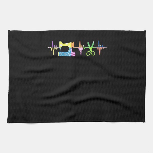 Quilter Sewing Heartslag - Quilting Älskare Kökshandduk (Horisontell)