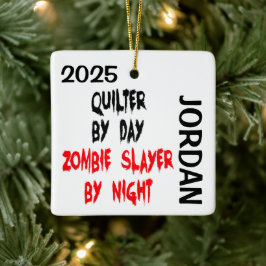 Quilter Zombie Slayer ANPASSAD Julgransprydnad Keramik
