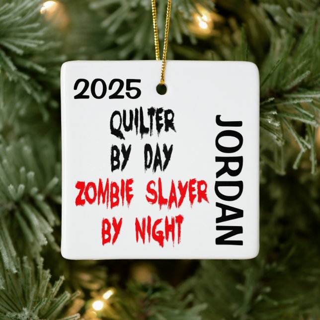Quilter Zombie Slayer ANPASSAD Julgransprydnad Keramik (Träd)