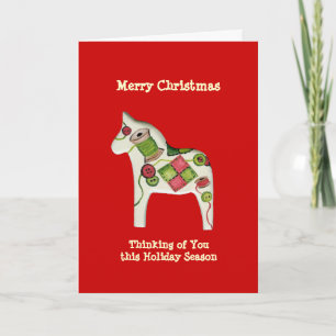 Quilters julkort för Dala Horse Card Helgkort