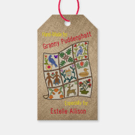 Quilters Personlig Handgjord Av För Tag Presentetikett