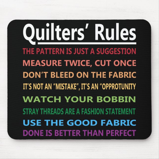 Quilterss regler musmatta (Framsidan)