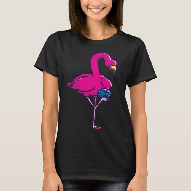 Quilting Crochet Gif for Women Knitting Flamingo T Shirt (Framsida)