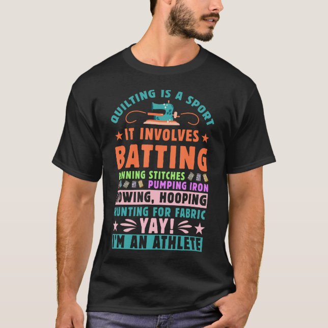 Quilting Is A Sport Funny Quilt Sayings Sewer Quil T Shirt (Framsida)