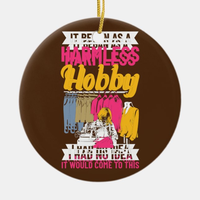 Quilting Quote Sewing Fabric Sewerperson Julgransprydnad Keramik (Framsidan)