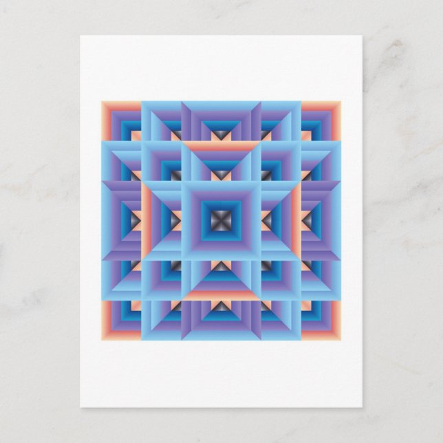 Quiltmönster 3 i Blått och Lila Vykort (Framsida)