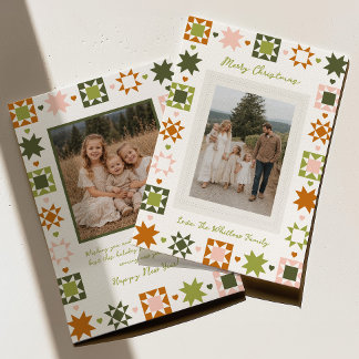 Quiltmönster Familjefoto Julkort