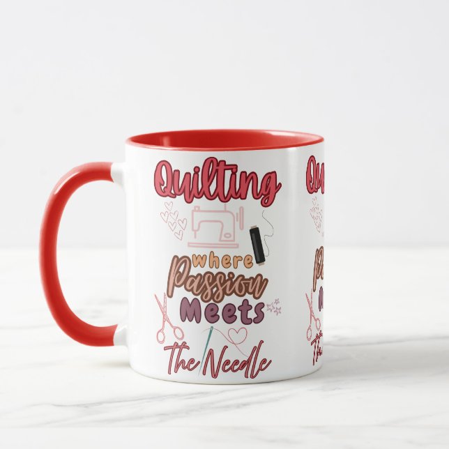 Quiltning Där Passion Möter Nålen - Quiltare  Mugg (Vänster)