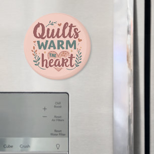 "Quilts Warm the Heart" Mysigt Quilting Cottagecor Magnet