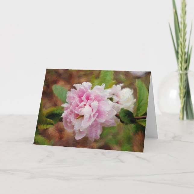 Quince Blommar Gouache Art Note Card Kort (Framsida)