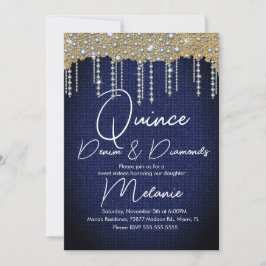 Quince Denim Diamanter Ädelstenar Pärlor Guld Inbjudningar