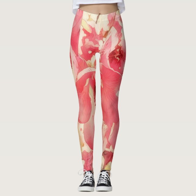 Quince Vår Blommar Flower Art Leggings (Framsida)