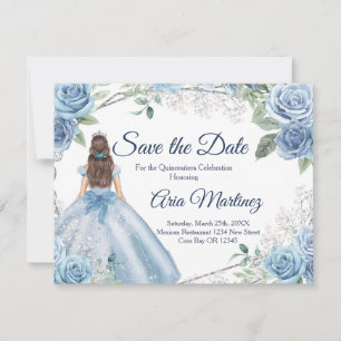 Quinceañera 15 Anos Dusty Blue Spara datumet Tack Kort
