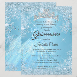 Quinceanera 15-års Cinderella Blå Snöflinga Vinter Inbjudningar