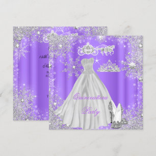 Quinceanera 15-års Cinderella Lila Födelsedagsfest Inbjudningar