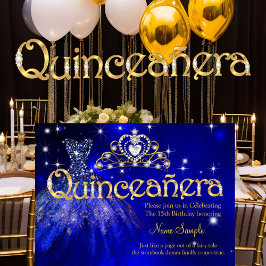Quinceanera 15-års födelsedag Mörkblå klänning Tia Inbjudningar