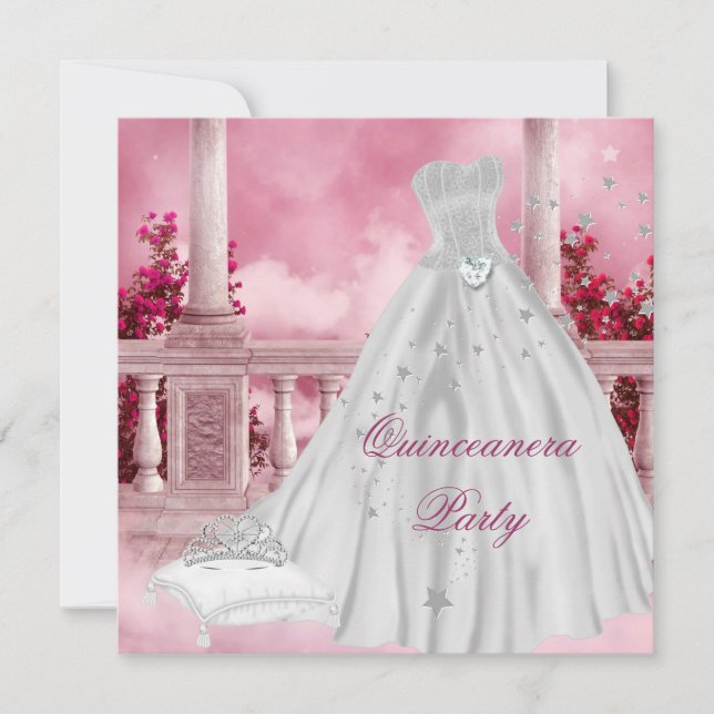 Quinceanera 15-års födelsedagsfirande Tiara Inbjudningar (Framsida)