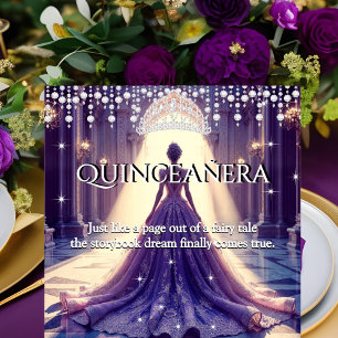 Quinceanera 15-års födelsedagsklänning Lila slott Inbjudningar