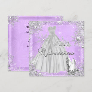 Quinceanera 15-års Lilafärg Silvrer Födelsedagsfir Inbjudningar