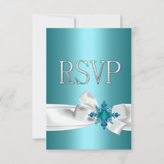 Quinceanera 15-års tealblå silver vit slinga RSVP Inbjudningar