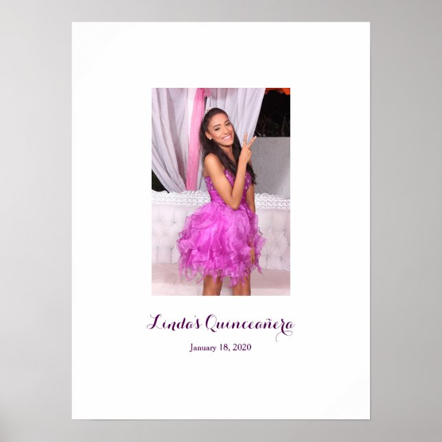 Quinceañera 15-årsdag Inloggning i Party Board Poster (Framsidan)
