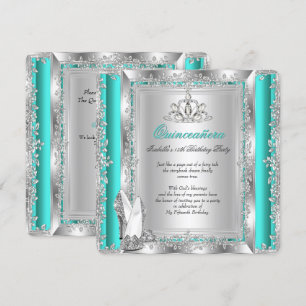 Quinceanera 15-årsdag Jade Gröna Silver Skor Inbjudningar