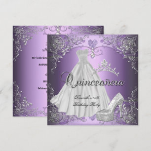 Quinceanera 15-årsdag Lilafärgad Lila Inbjudningar