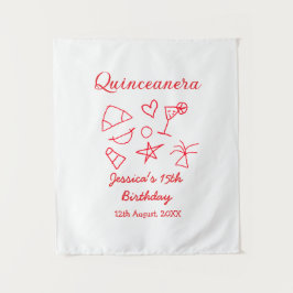 Quinceanera 15-årsdag - röd strand party träd sol