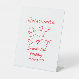 Quinceanera 15-årsdag - röd strand party träd sol