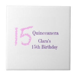 Quinceanera 15-årsdag rosa glitter mall kakelplatta