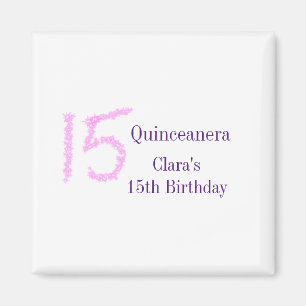 Quinceanera 15-årsdag rosa glitter mall magnet