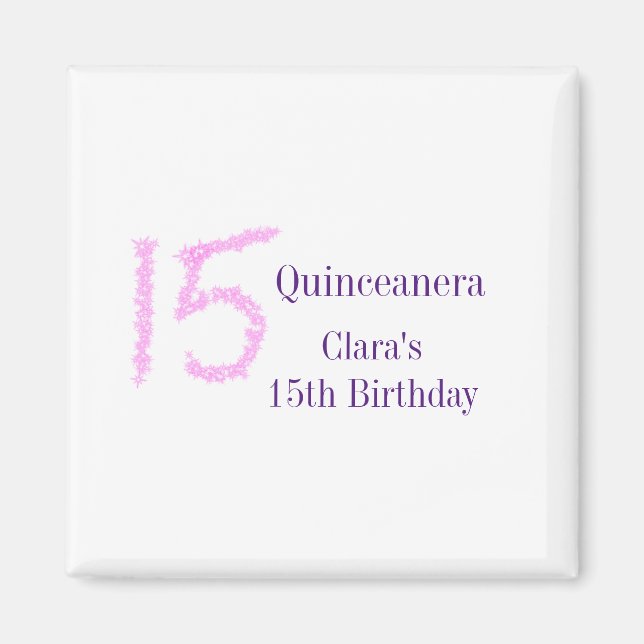 Quinceanera 15-årsdag rosa glitter mall magnet (Framsidan)