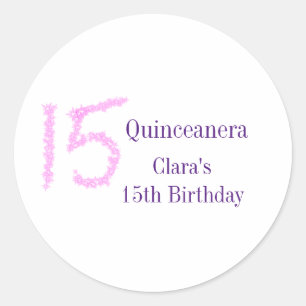 Quinceanera 15-årsdag rosa glitter mall runt klistermärke