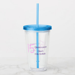 Quinceanera 15-årsdag rosa glitter mall take away mugg