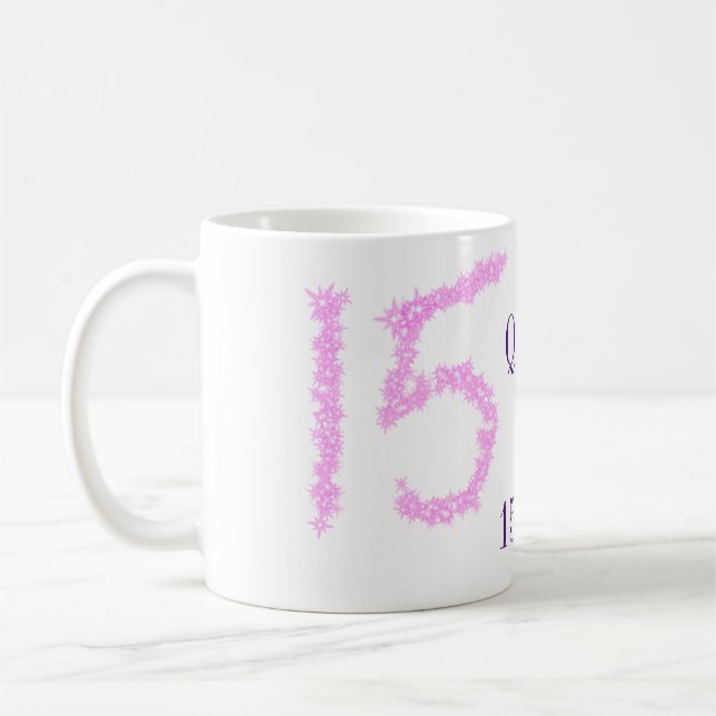 Quinceanera 15-årsdag rosa glittermall  kaffemugg (Vänster)