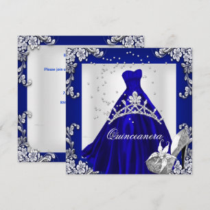 Quinceanera 15-årsdag Royalblå klänning Roba Inbjudningar