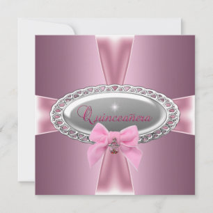 Quinceanera 15-årsdag Satin Rosa Slinga Inbjudningar