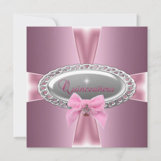 Quinceanera 15-årsdag Satin Rosa Slinga Inbjudningar