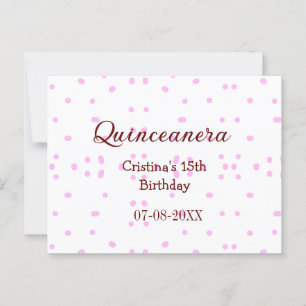 Quinceanera 15-årsdag tillägg namn rosa prickar vykort