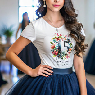 Quinceanera 15-årsfest Blommig T Shirt