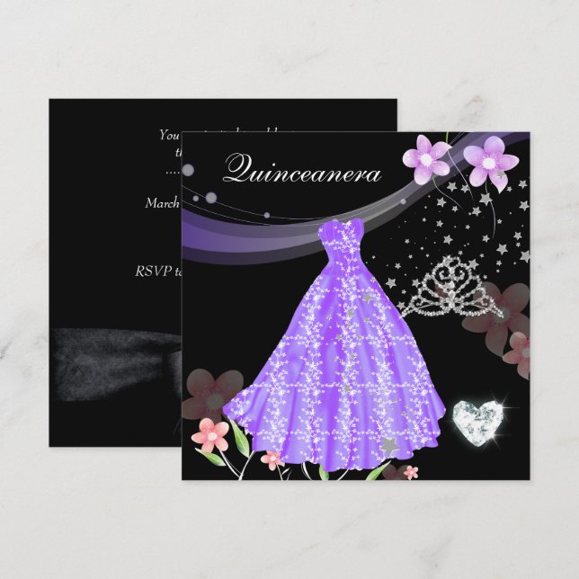 Quinceanera 15-årsfest inbjudningar (Fram/baksida)