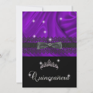 Quinceanera 15-årsfest Lila Siden Inbjudningar
