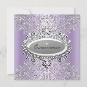 Quinceanera 15-årsfest Lilafärgad Lila Vit Diamant Inbjudningar